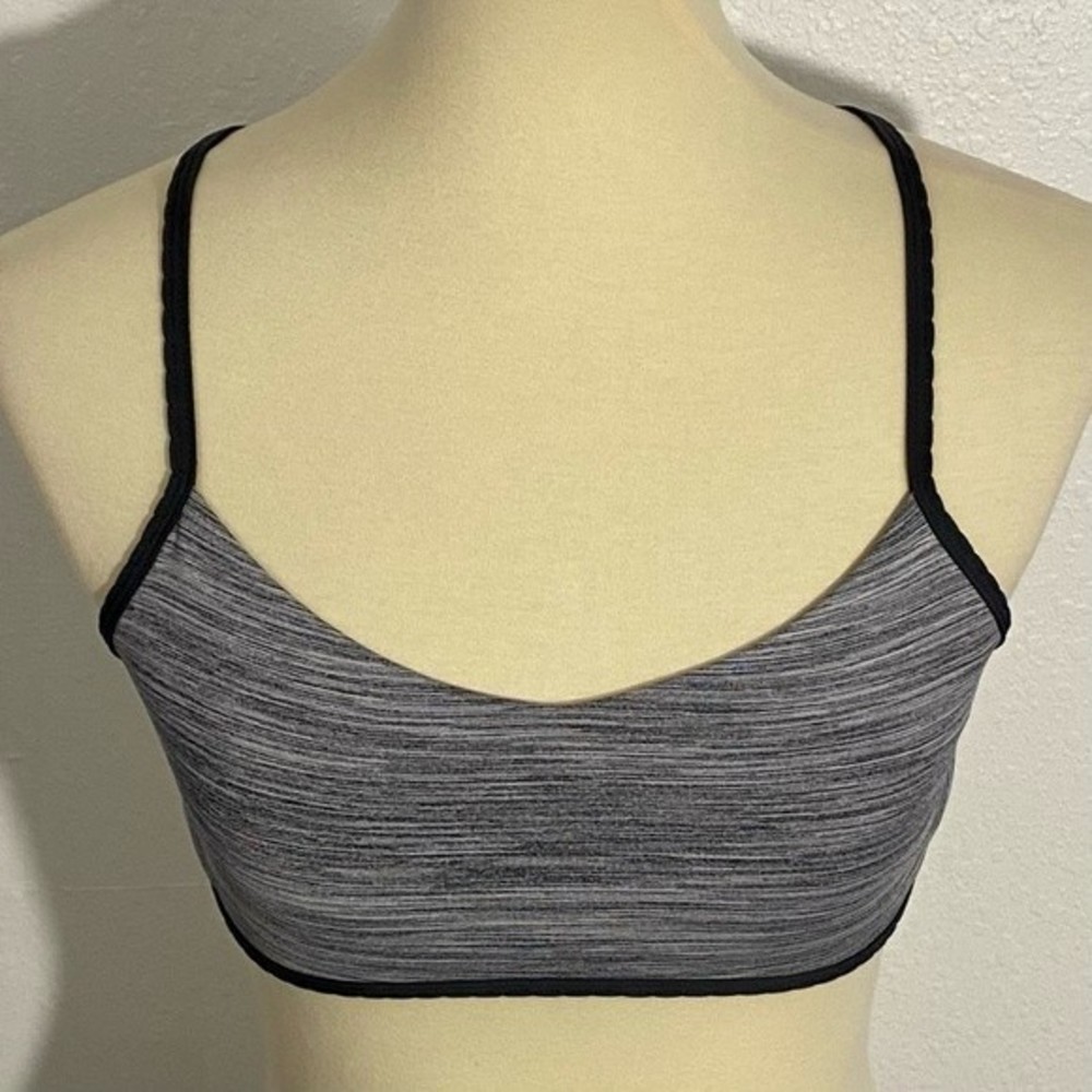 Lululemon Shala Sports Bra Women’s Size 6 Space Dye Grey Black Adjustable Straps